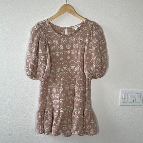 BLUE PEPPER Embroidered Boho Dress Balloon Sleeve Small - Picture 2 of 7